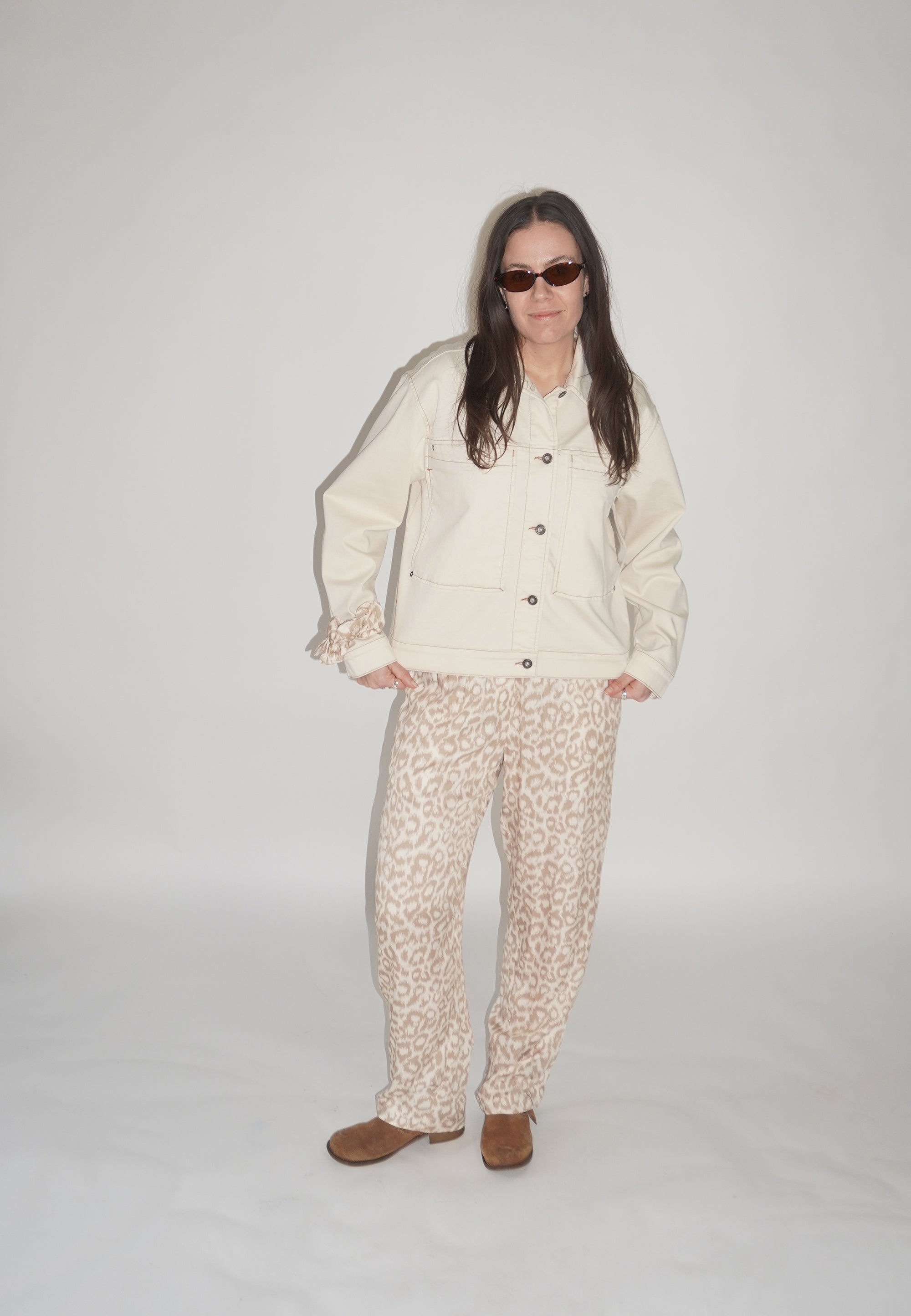 NGSeven BROOK Relaxed trousers Relaxed 13028 Birch cafe latte leopard