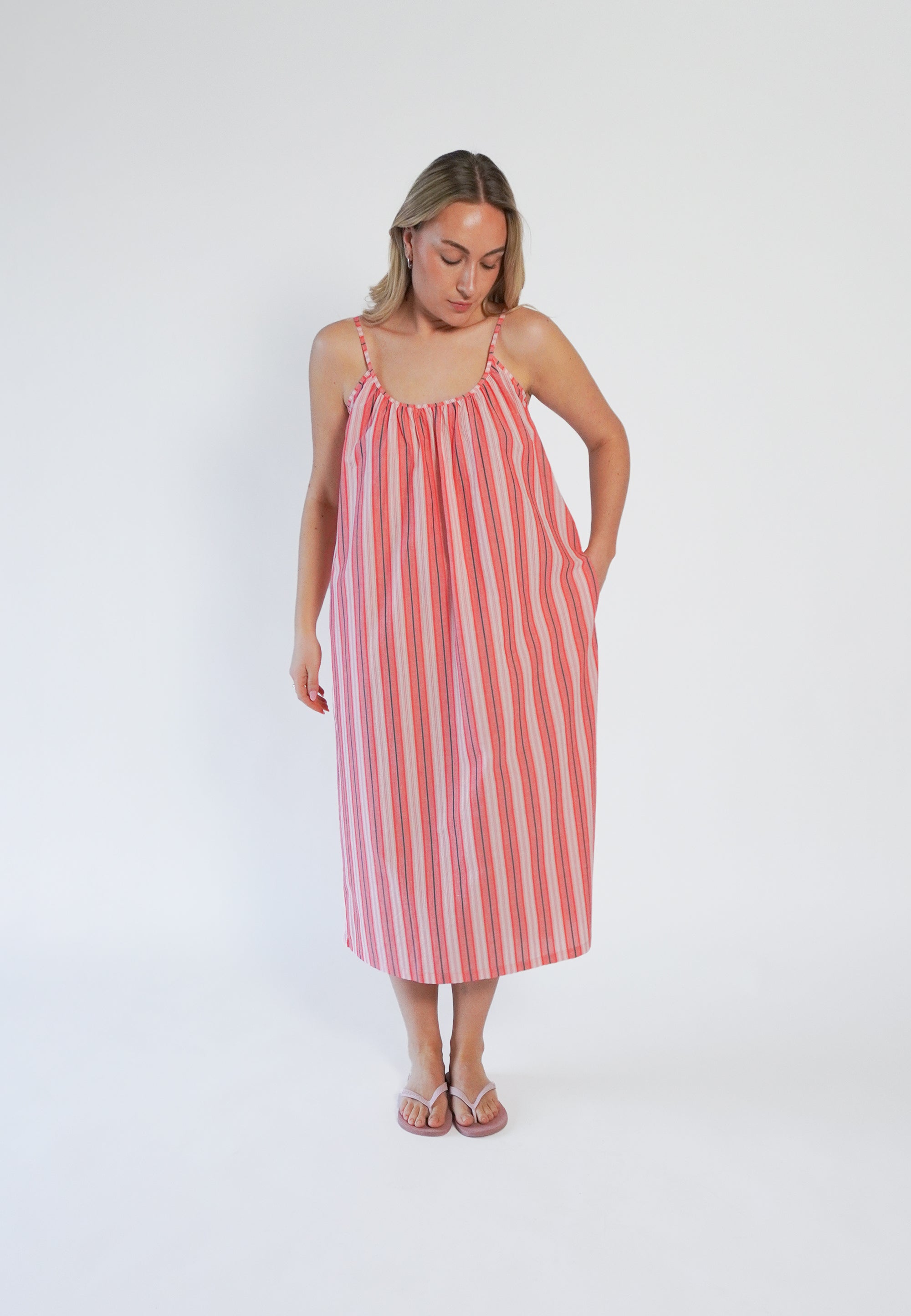 NGSeven NGS.MOONA Dress Relaxed 30211 Tea rose stripe