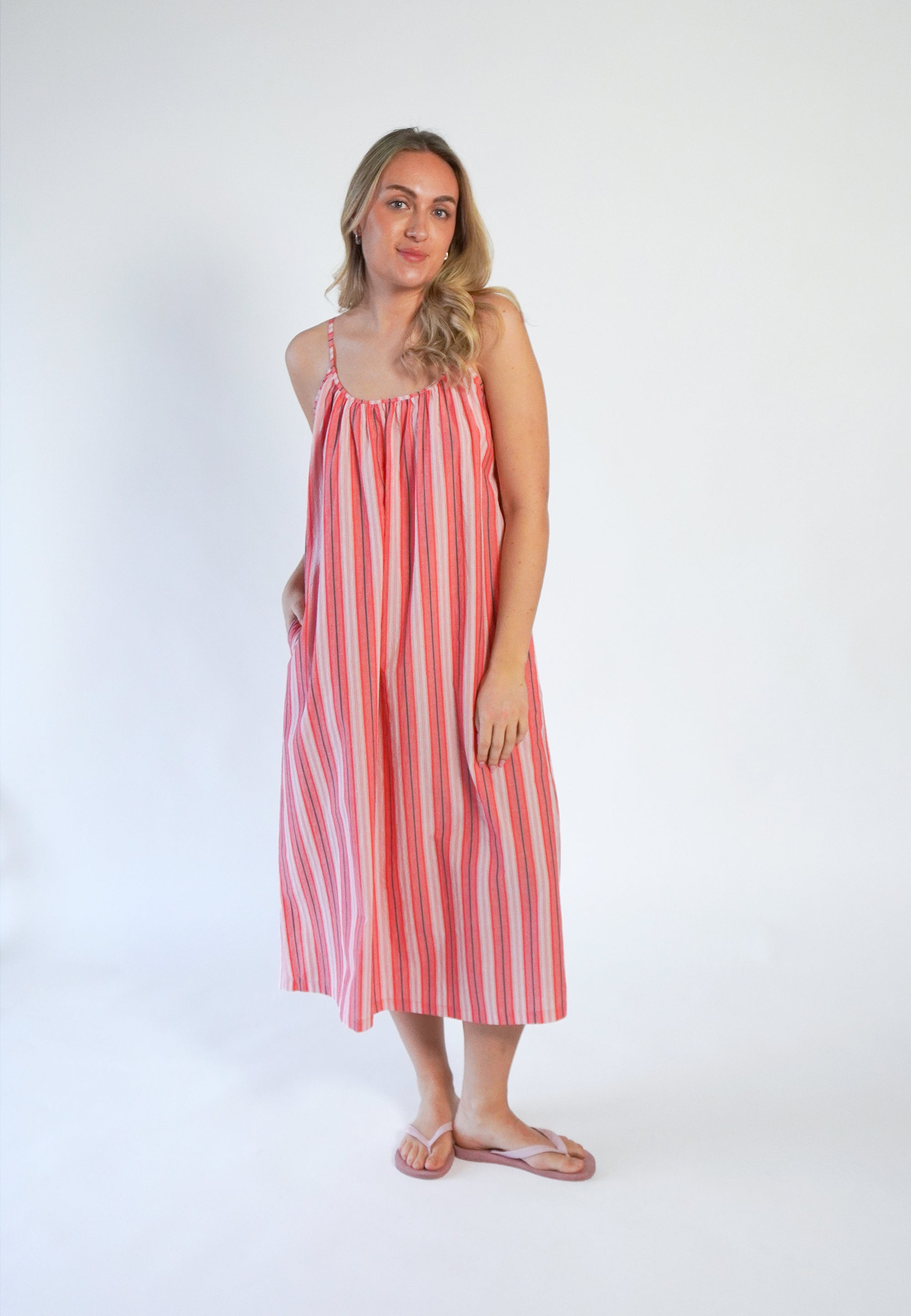 NGSeven NGS.MOONA Dress Relaxed 30211 Tea rose stripe