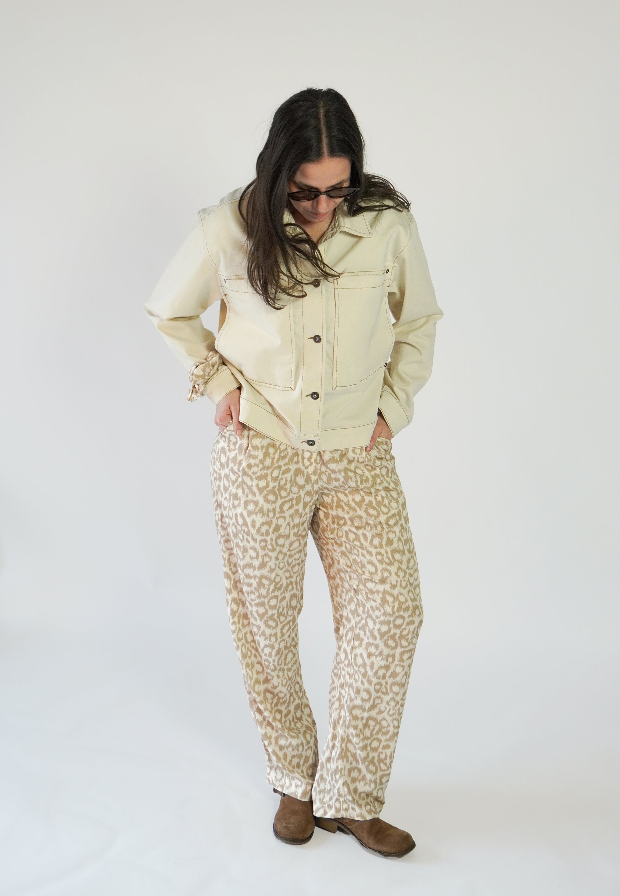 NGSeven NGS.BROOK Relaxed trousers Relaxed 13028 Birch cafe latte leopard